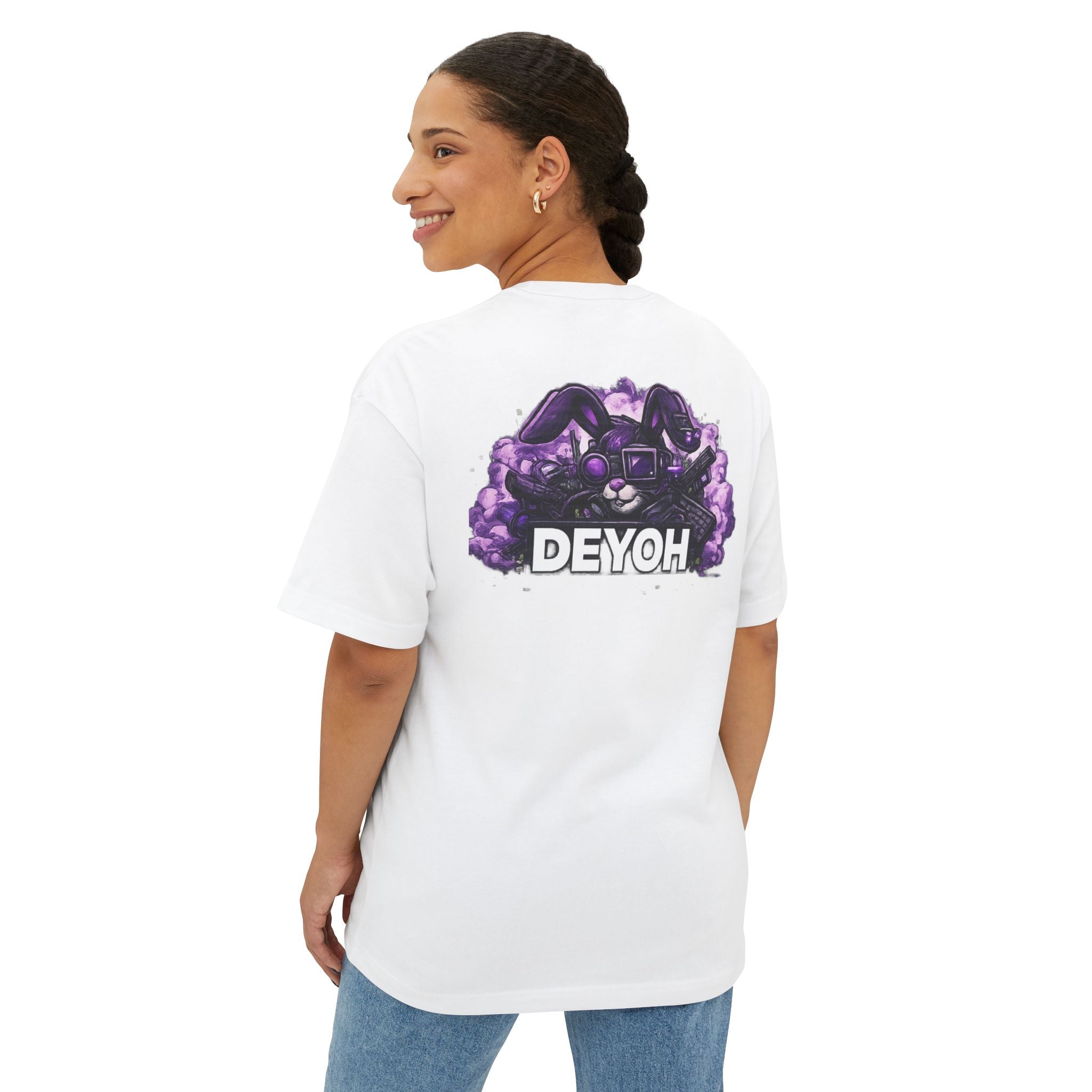 Cyberpunk Bunny Vaporwave Tee | Purple Robot Rabbit Illustration