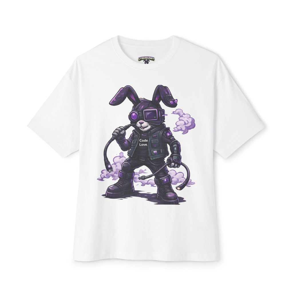 Cyberpunk Bunny Vaporwave Tee | Purple Robot Rabbit Illustration